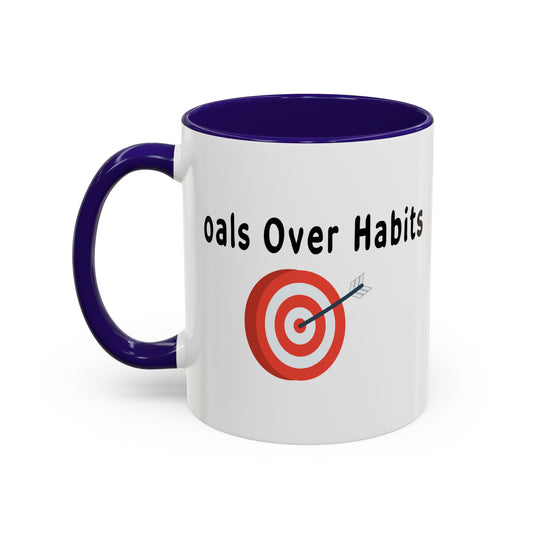 Colorful Whimsical Mugs - Perfect for Coffee Lovers, Gifts for Birthdays, Seasonal Celebrations - Goals Over Habits - Black text