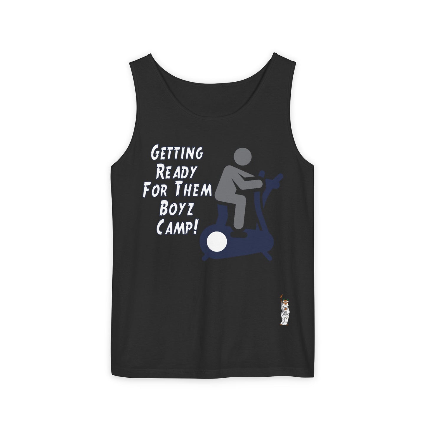Unisex Garment-Dyed Tank Top featuring a Cheerful Wisdom Figure | Casual Summer Wear, Beach Essentials - Boyz Camp