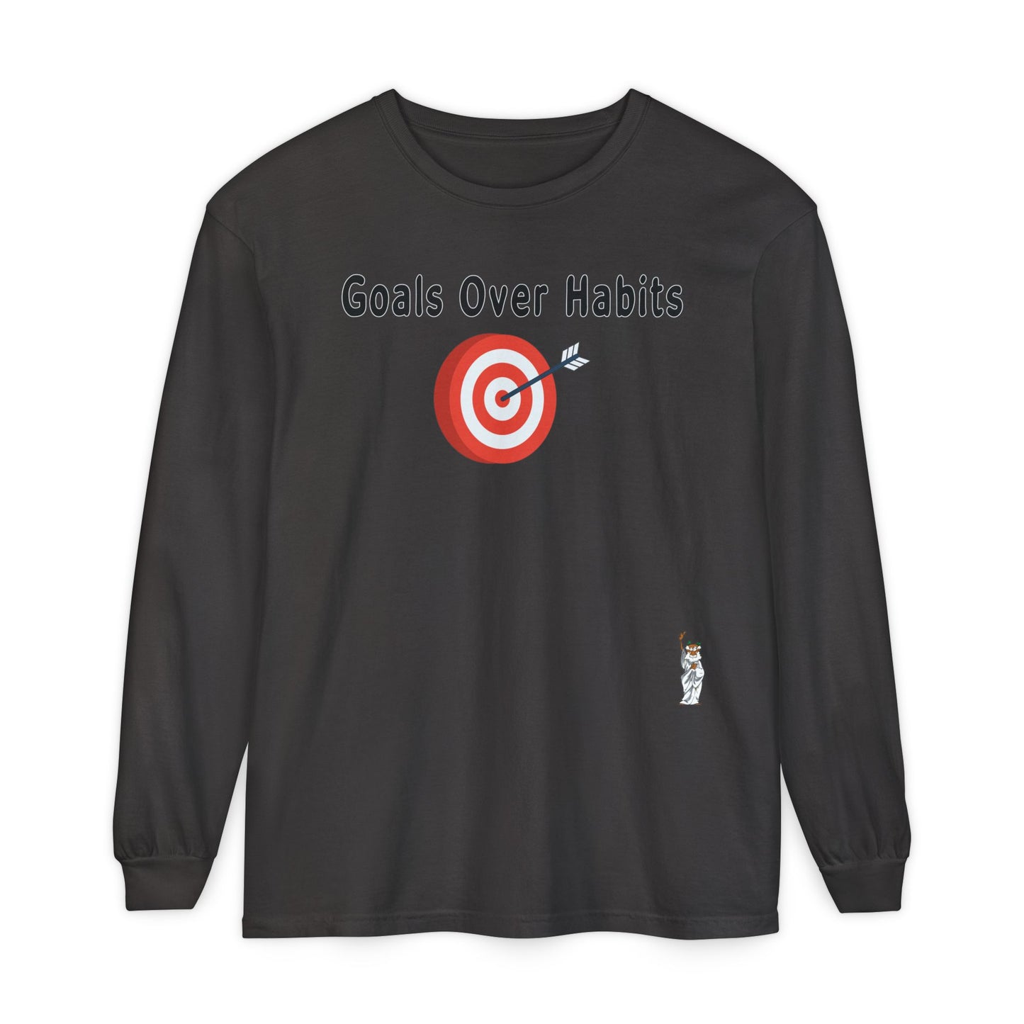 Philosopher Long Sleeve T-Shirt, Comfortable Casual Wear, Gift for Thinkers, Ideal for Birthdays - Goals Over Habits - Black text