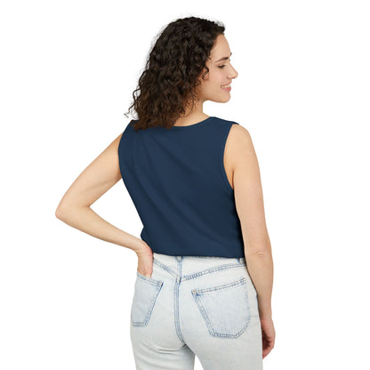 Unisex Garment-Dyed Tank Top featuring a Cheerful Wisdom Figure | Casual Summer Wear, Beach Essentials - Old Man