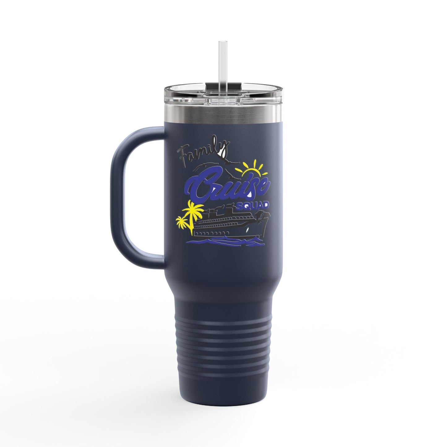 Fun Insulated Travel Mug with Cartoon Character, 40oz Tumbler, Gift for Teachers, Travel Accessories - Family Cruise Squad