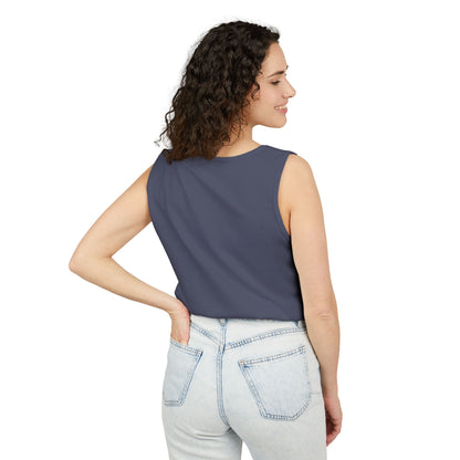 Unisex Garment-Dyed Tank Top featuring a Cheerful Wisdom Figure | Casual Summer Wear, Beach Essentials - Old Man