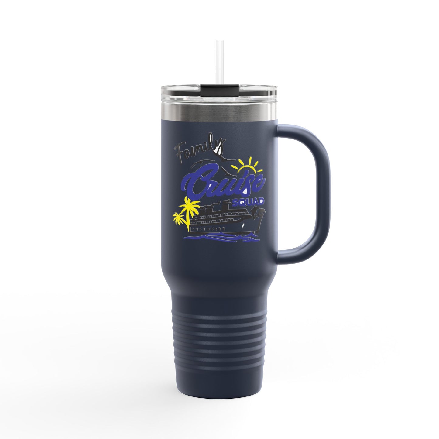 Fun Insulated Travel Mug with Cartoon Character, 40oz Tumbler, Gift for Teachers, Travel Accessories - Family Cruise Squad