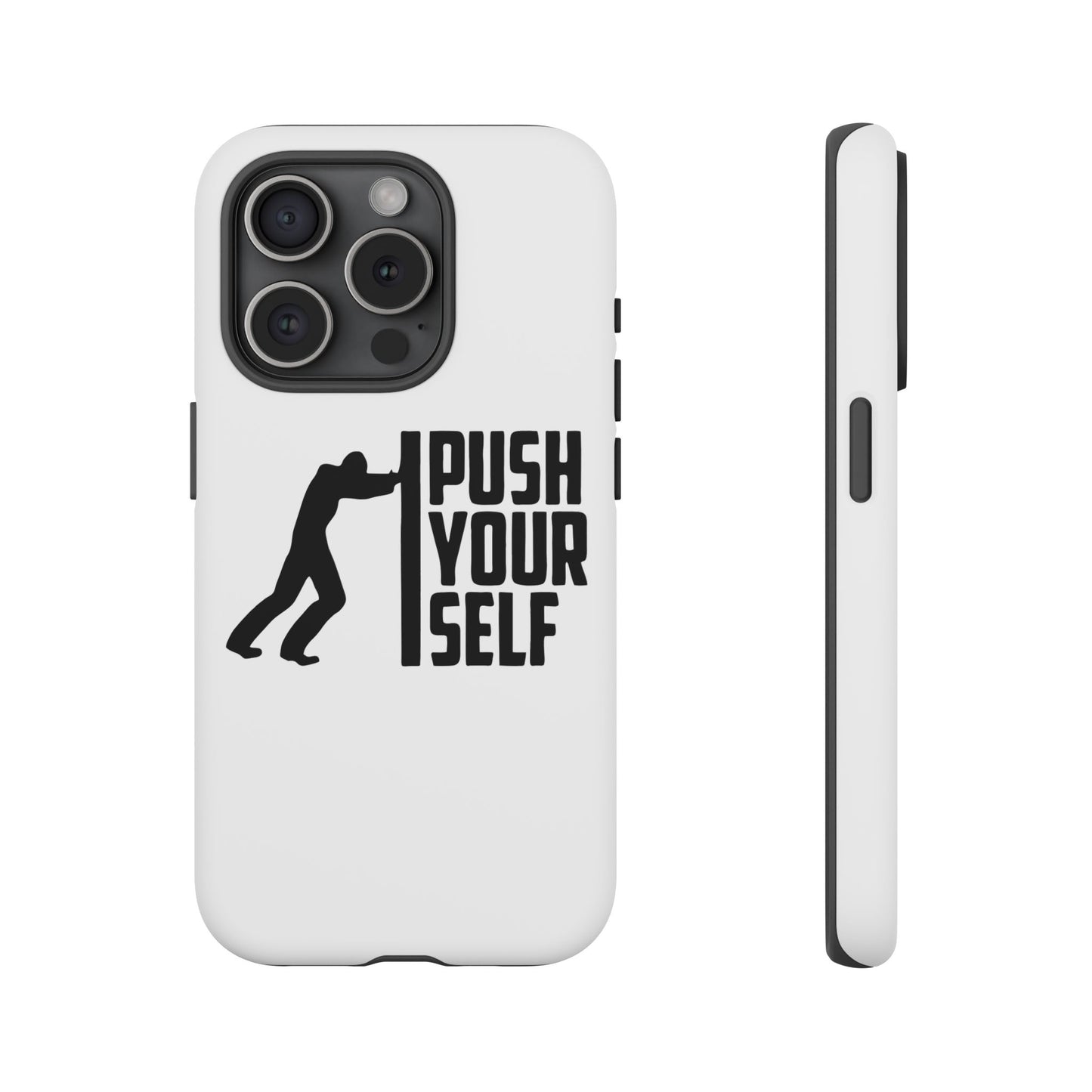 Whimsical Phone Case featuring Sage Character, Quirky Gift for Philosophers, Smartphone Accessory - Push Yourself - Black