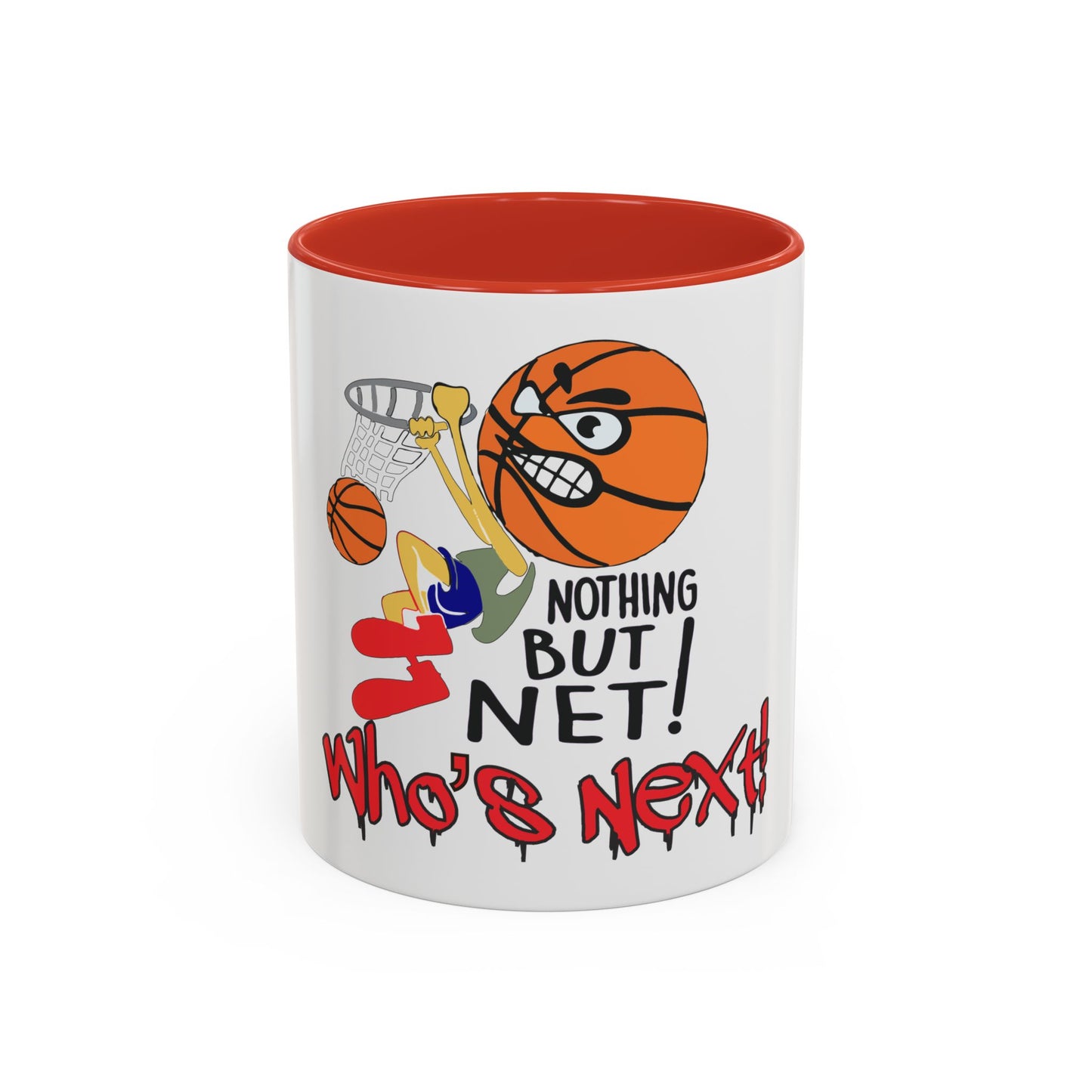 Basketball-Themed Coffee Mug, Nothing But Net Design, Sports Fan Gift, Perfect for Coaches, Players, Game Day