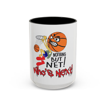 Basketball-Themed Coffee Mug, Nothing But Net Design, Sports Fan Gift, Perfect for Coaches, Players, Game Day