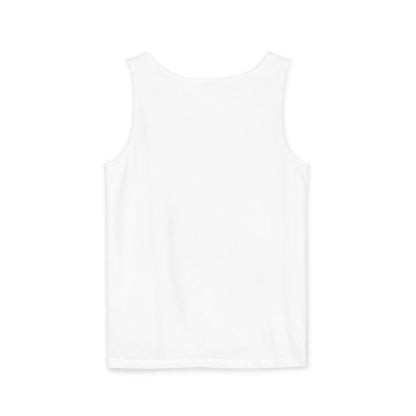 Unisex Garment-Dyed Tank Top featuring a Cheerful Wisdom Figure | Casual Summer Wear, Beach Essentials - Old Man