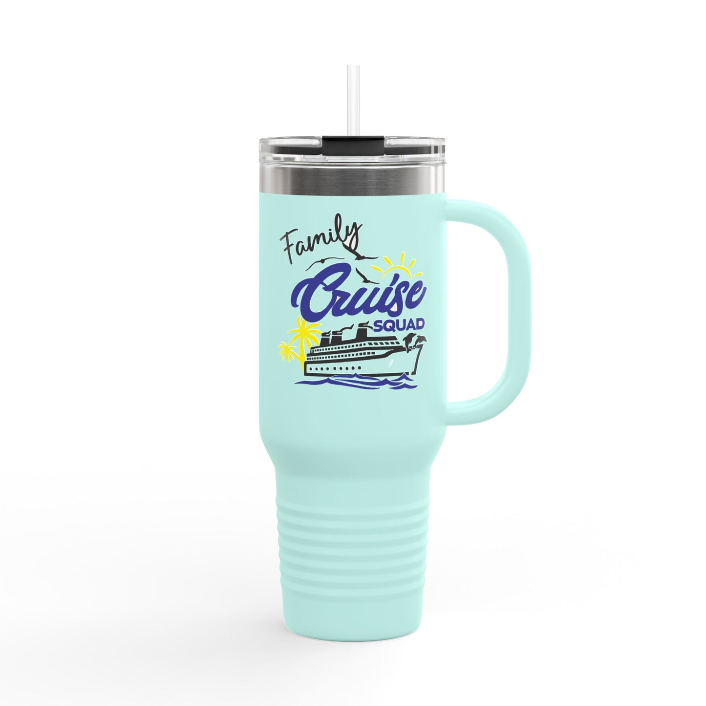 Fun Insulated Travel Mug with Cartoon Character, 40oz Tumbler, Gift for Teachers, Travel Accessories - Family Cruise Squad