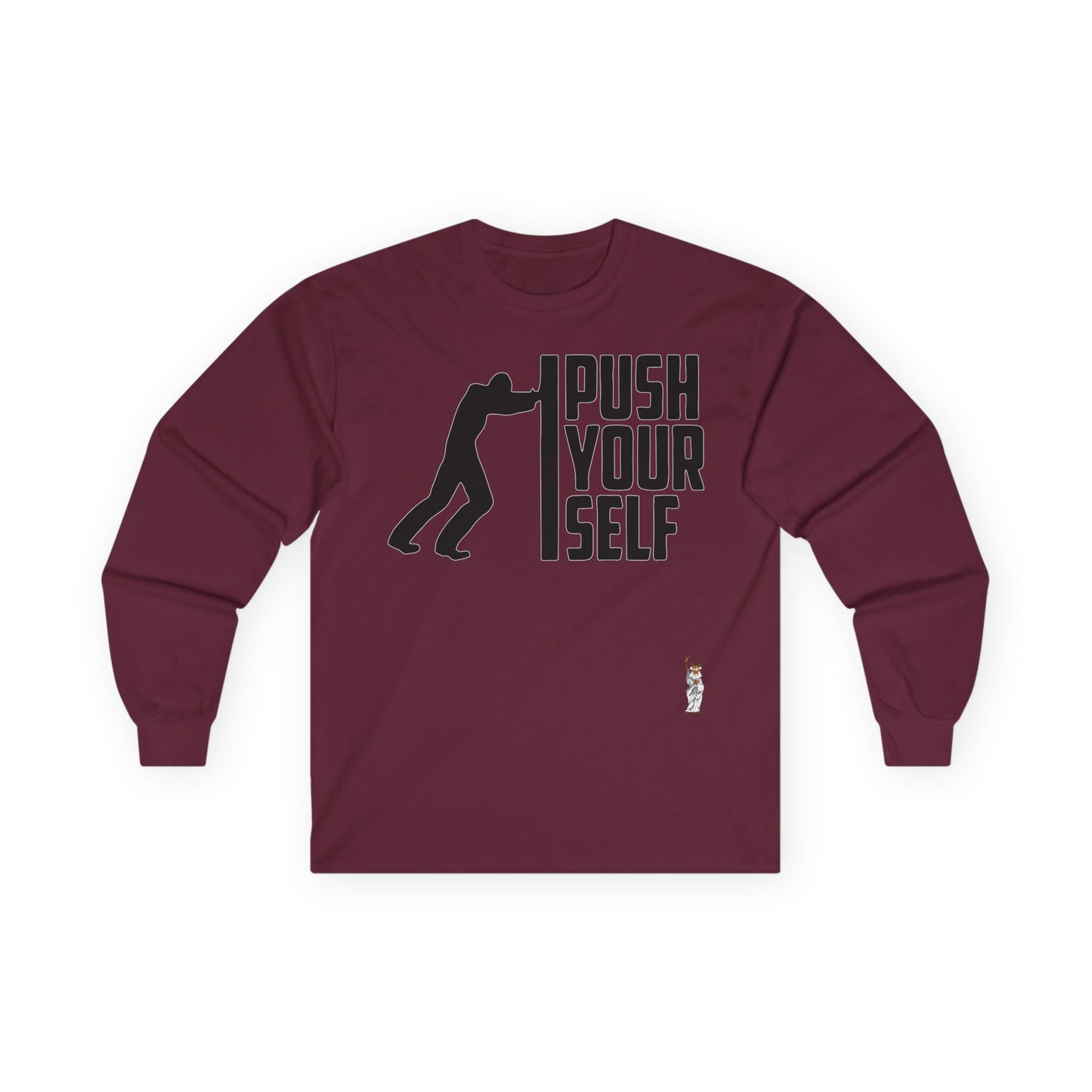 Unisex Ultra Cotton Long Sleeve Tee - Push Yourself-Black
