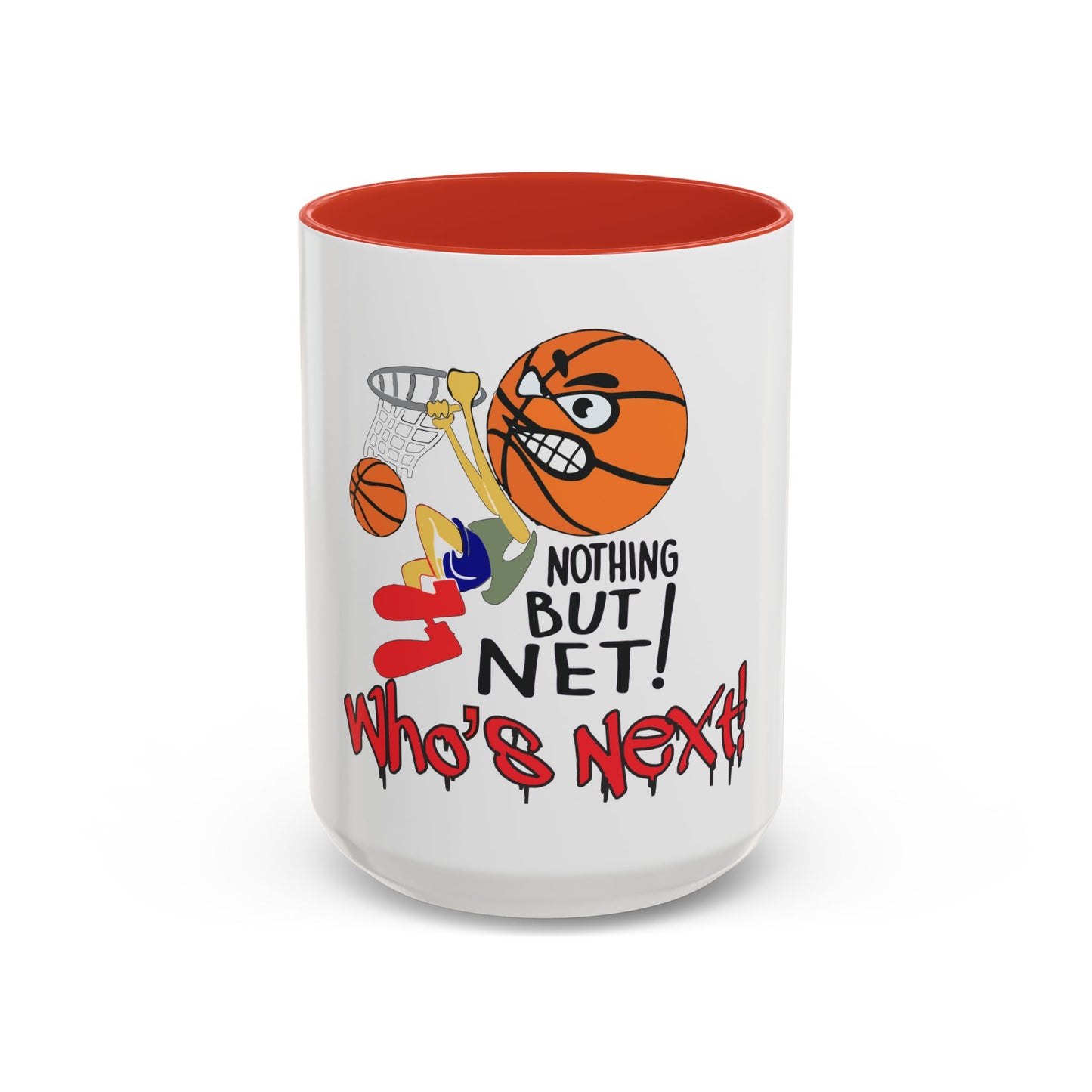 Basketball-Themed Coffee Mug, Nothing But Net Design, Sports Fan Gift, Perfect for Coaches, Players, Game Day