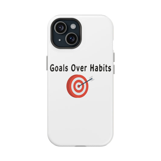 Magnetic Phone Cases, , Fitness Gift, Motivational Accessory, Accessories- Goals Over Habits - Black text