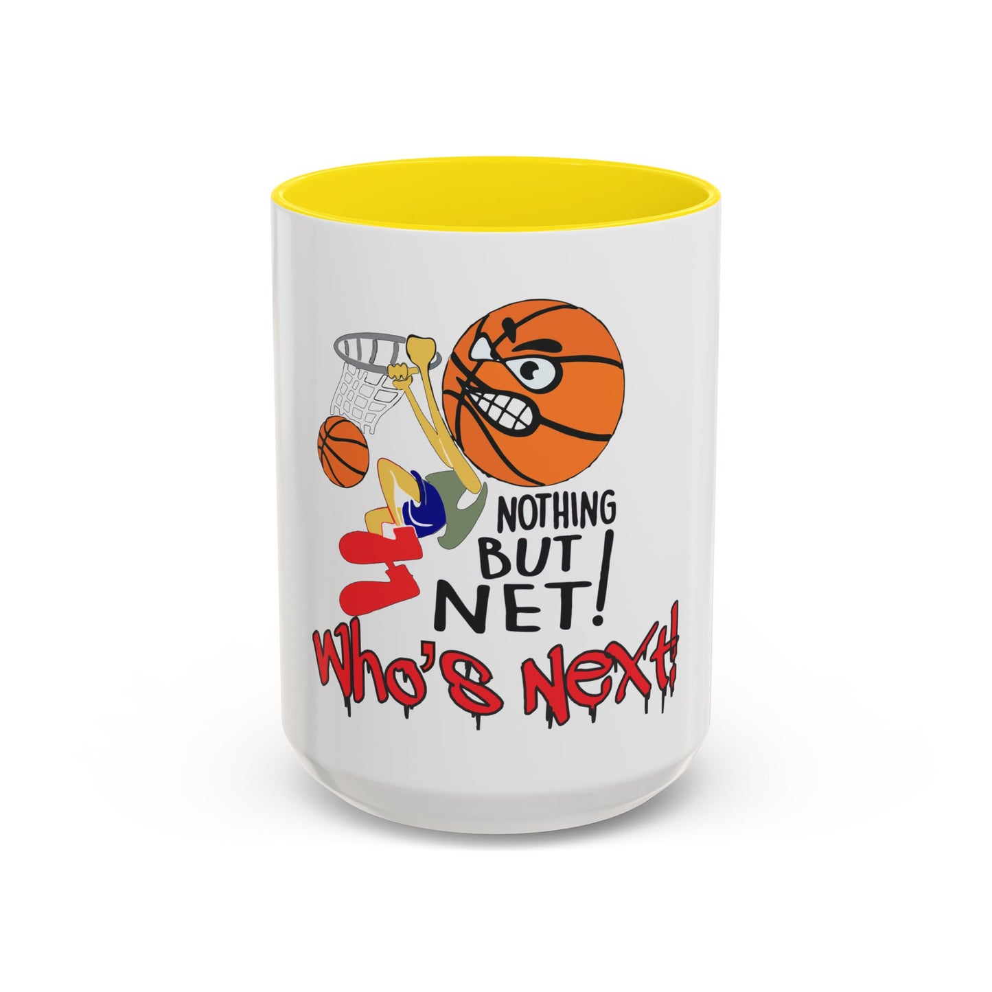 Basketball-Themed Coffee Mug, Nothing But Net Design, Sports Fan Gift, Perfect for Coaches, Players, Game Day