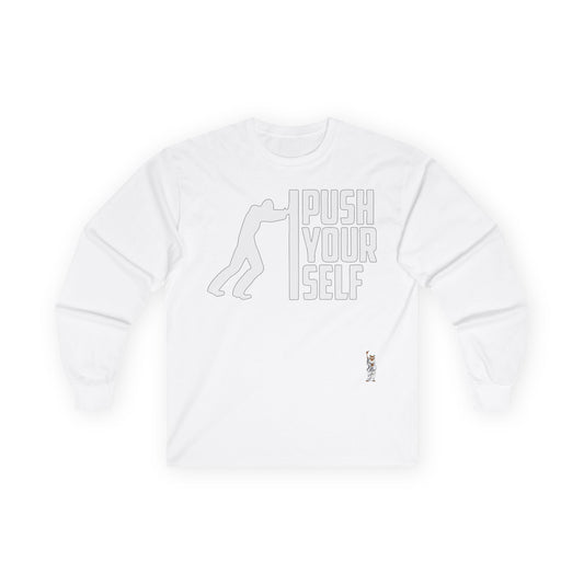 Unisex Ultra Cotton Long Sleeve Tee - Push Yourself - White