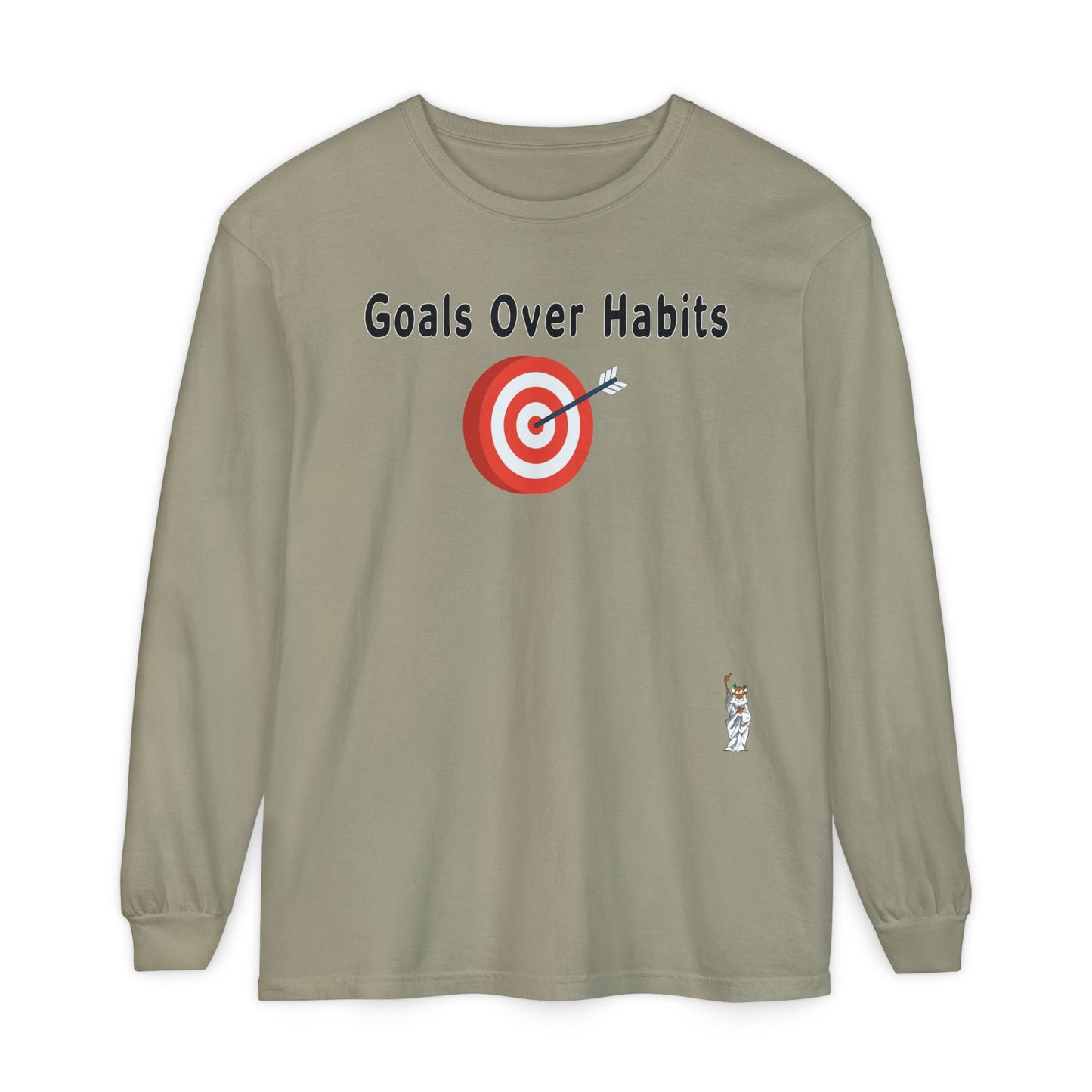Philosopher Long Sleeve T-Shirt, Comfortable Casual Wear, Gift for Thinkers, Ideal for Birthdays - Goals Over Habits - Black text