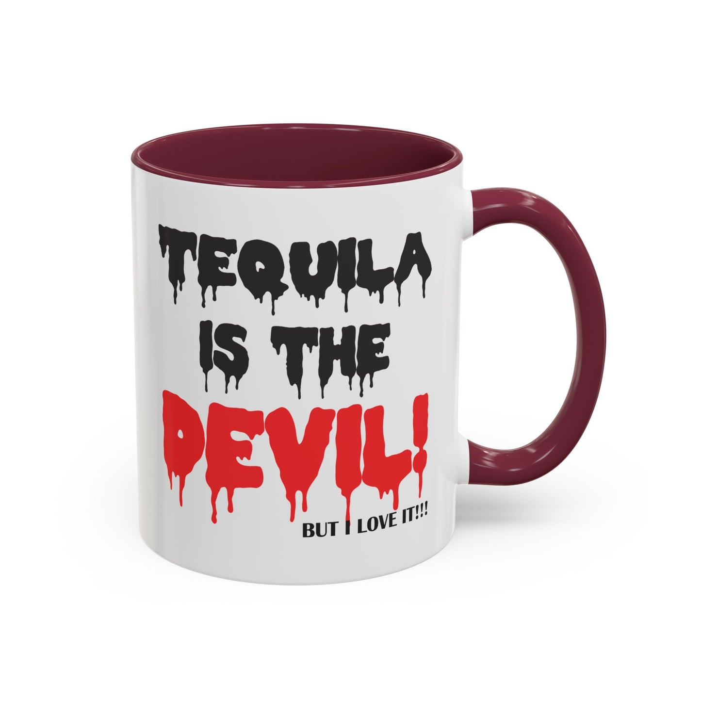 Colorful Whimsical Mugs - Perfect for Coffee Lovers, Gifts for Birthdays, Seasonal Celebrations - Tequila is the devil-but i love it