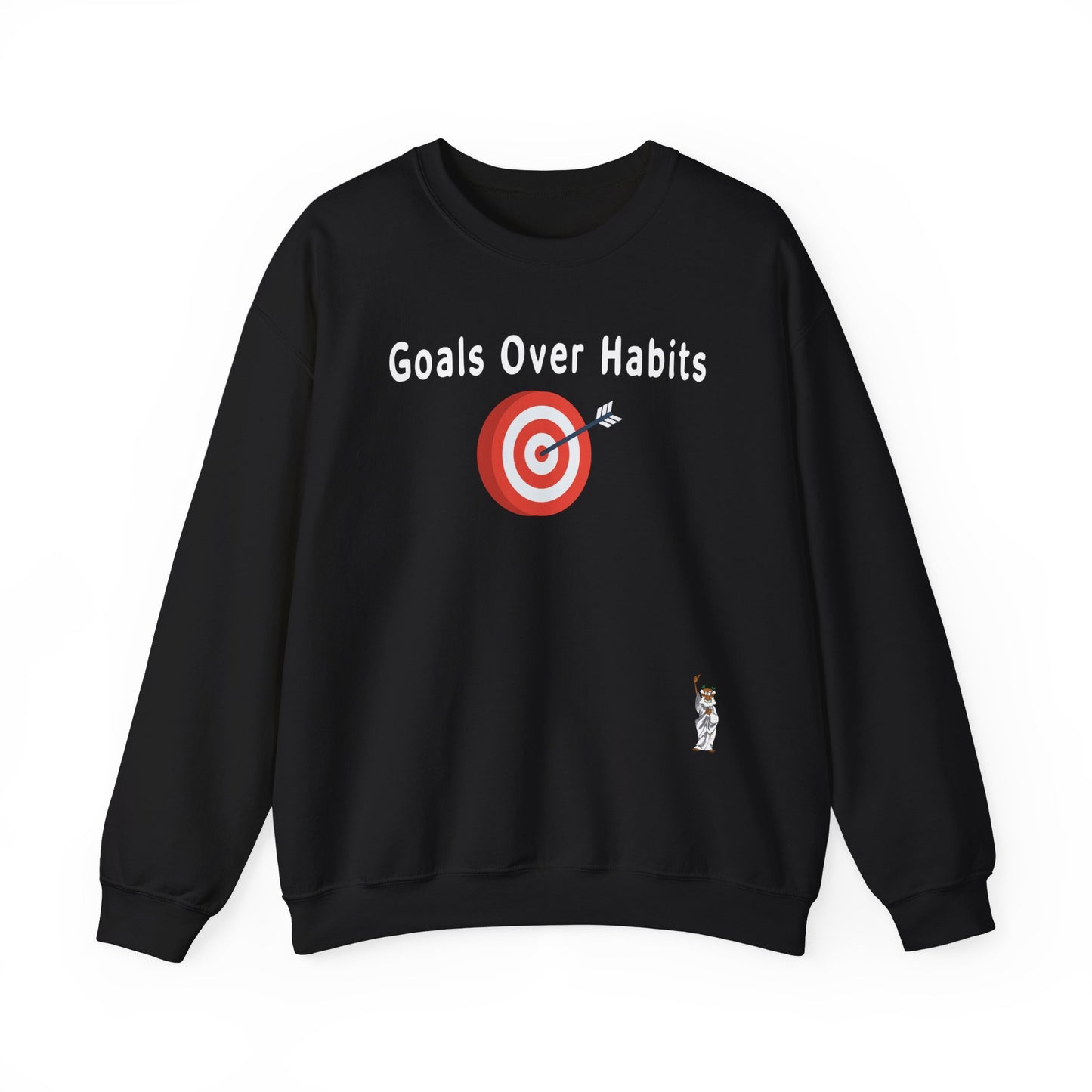 Whimsical Comedy Sweatshirt - Unisex Crewneck,  Everyday Wear, Holiday Apparel, Unique Graphic Sweatshirt - Goals Over Habits - White text