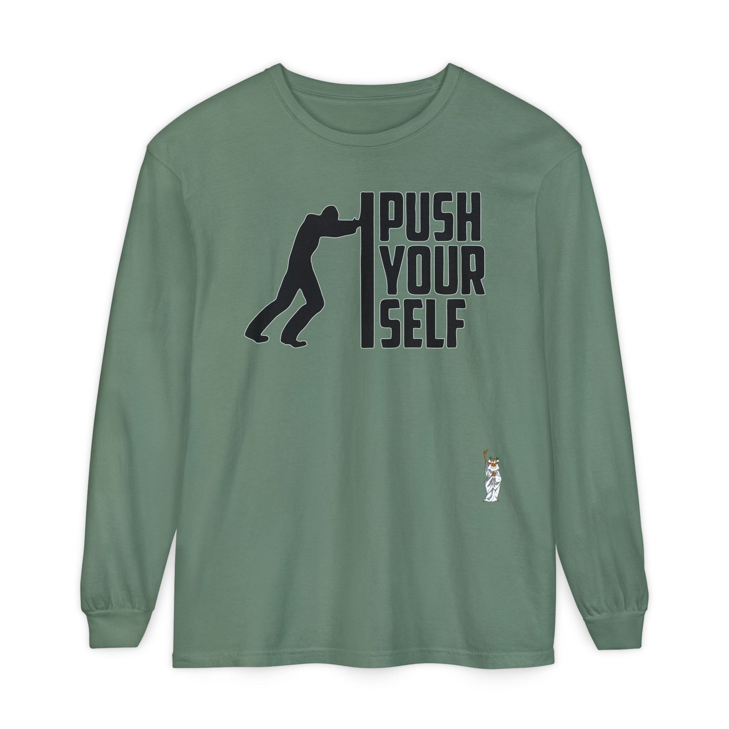 Philosopher Long Sleeve T-Shirt, Comfortable Casual Wear, Gift for Thinkers, Ideal for Birthdays - Push Yourself - Black