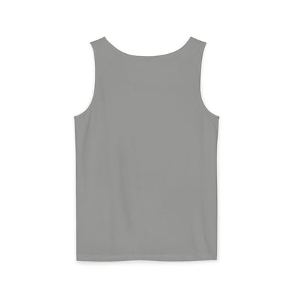 Unisex Garment-Dyed Tank Top featuring a Cheerful Wisdom Figure | Casual Summer Wear, Beach Essentials - Old Man
