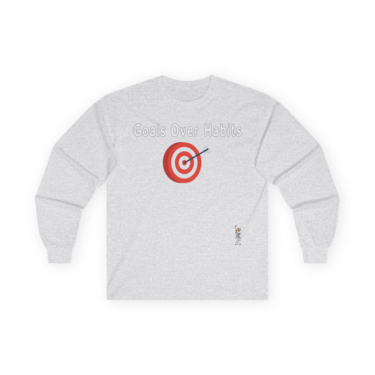 Unisex Ultra Cotton Long Sleeve Tee - Goals Over Habits - White text