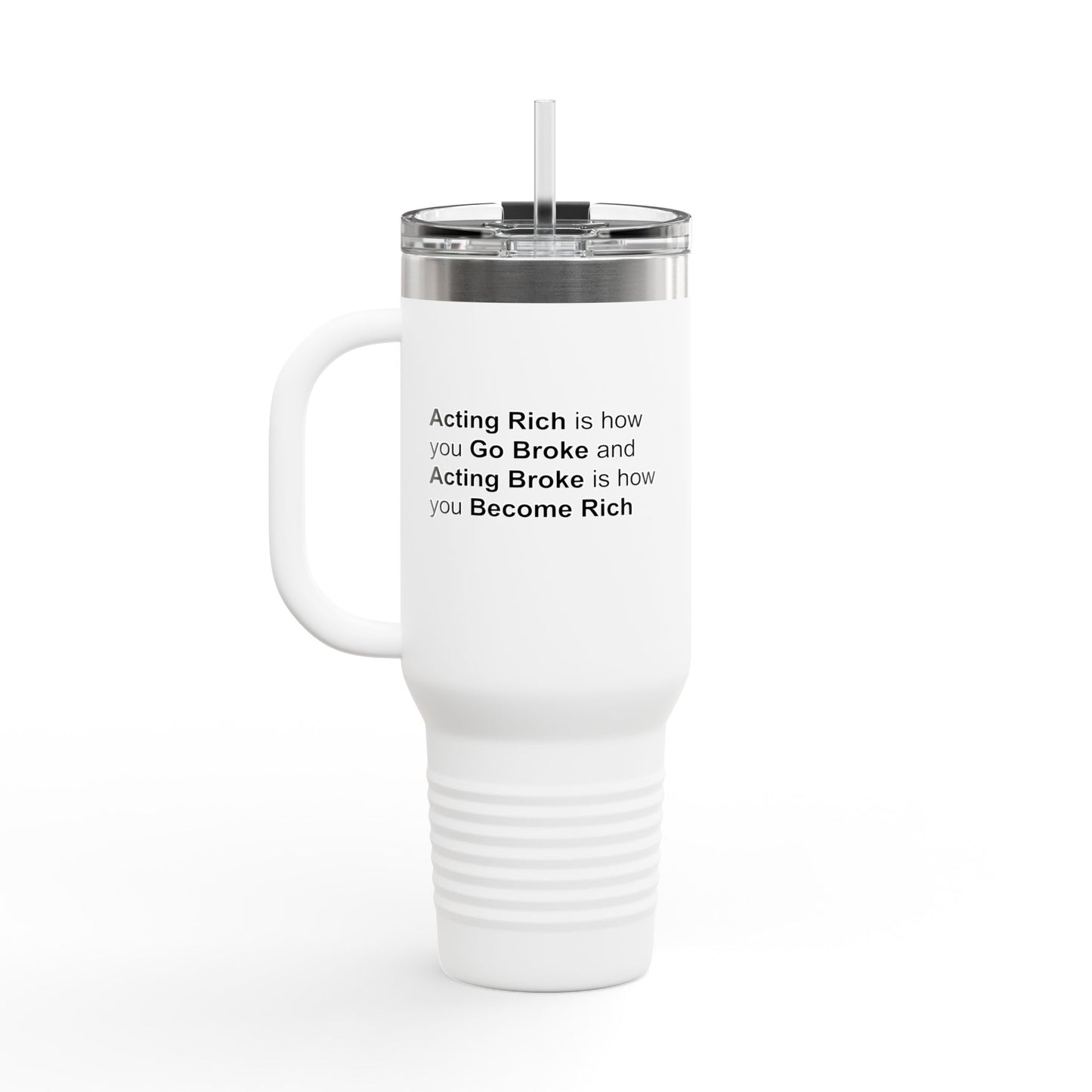 Fun Insulated Travel Mug with Cartoon Character, 40oz Tumbler, Gift for Teachers, Travel Accessories - Acting Rich is how you Go Broke