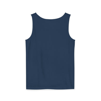 Unisex Garment-Dyed Tank Top featuring a Cheerful Wisdom Figure | Casual Summer Wear, Beach Essentials - Old Man
