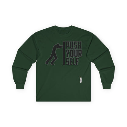 Unisex Ultra Cotton Long Sleeve Tee - Push Yourself-Black