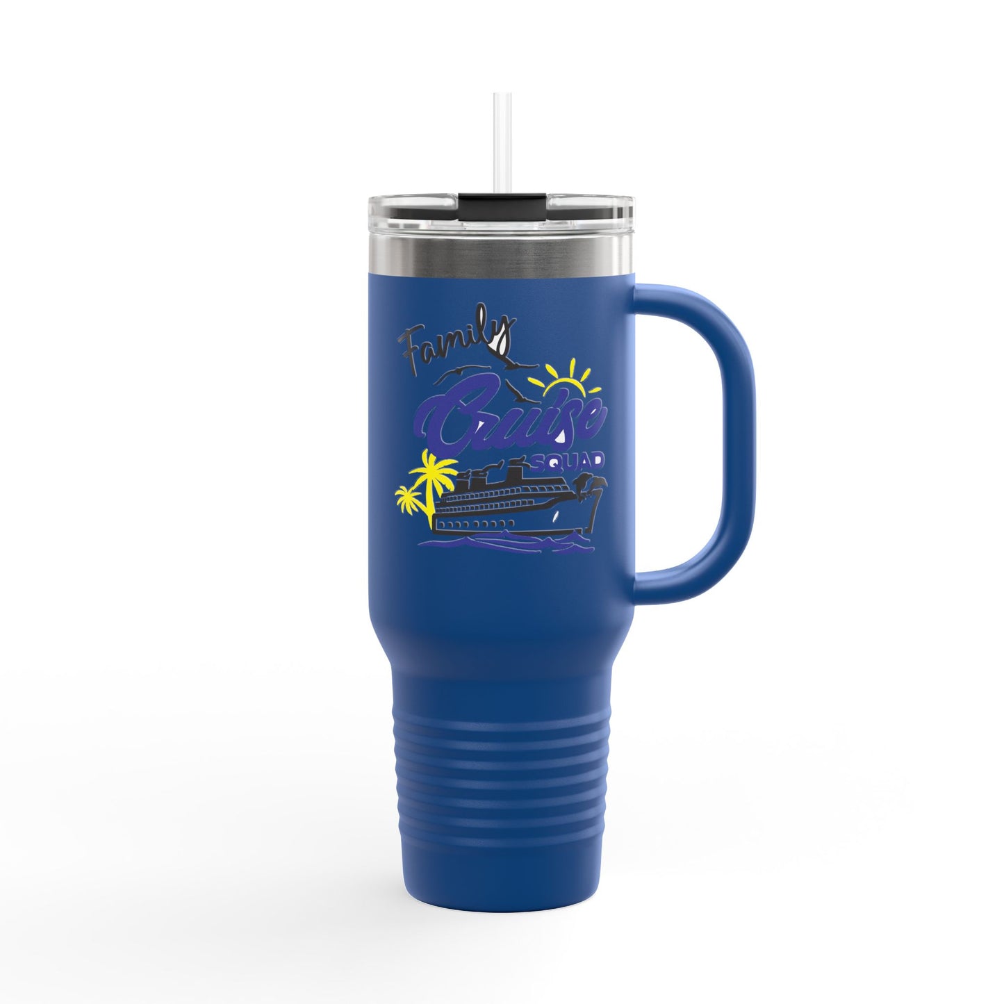 Fun Insulated Travel Mug with Cartoon Character, 40oz Tumbler, Gift for Teachers, Travel Accessories - Family Cruise Squad