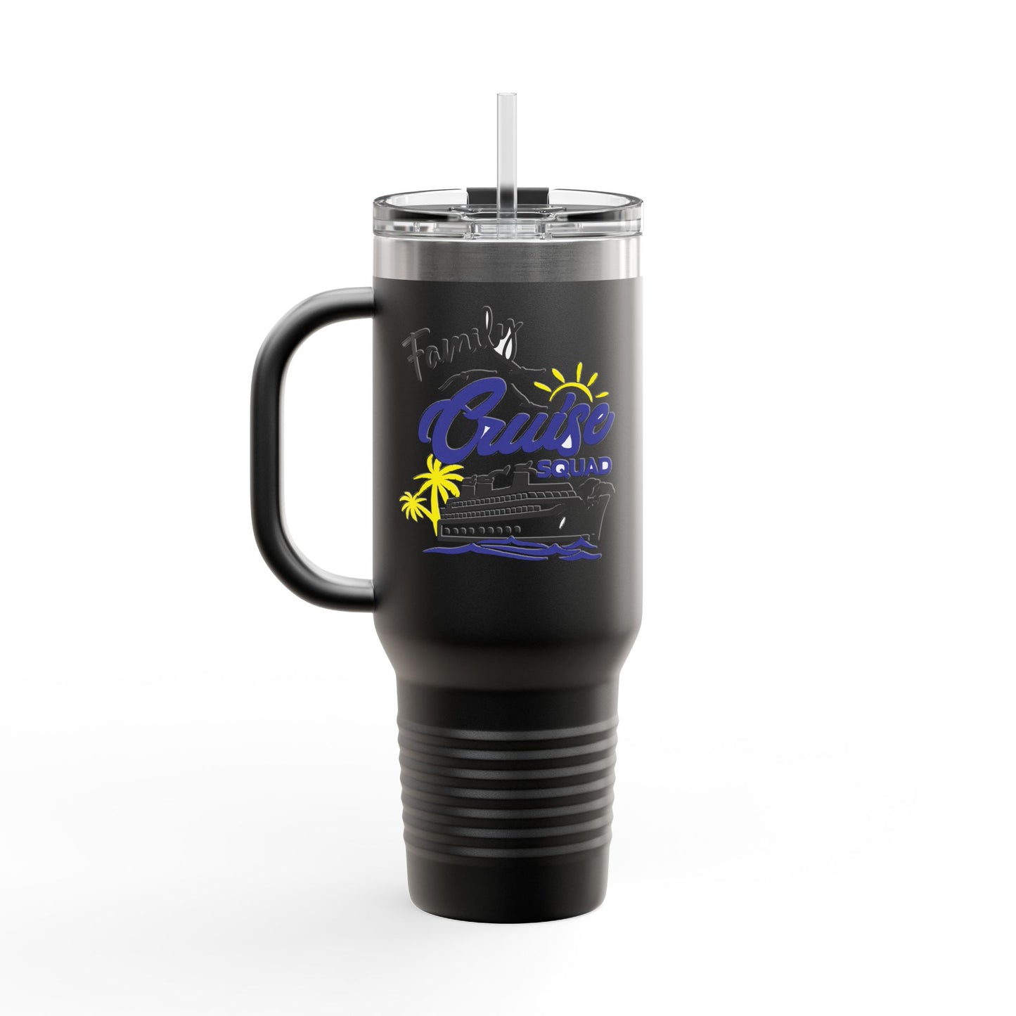 Fun Insulated Travel Mug with Cartoon Character, 40oz Tumbler, Gift for Teachers, Travel Accessories - Family Cruise Squad