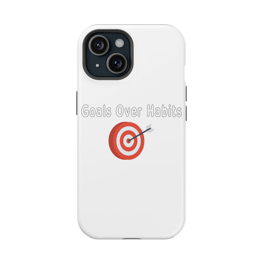 Magnetic Phone Cases, , Fitness Gift, Motivational Accessory, Accessories- Goals Over Habits - White text