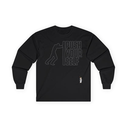 Unisex Ultra Cotton Long Sleeve Tee - Push Yourself-Black