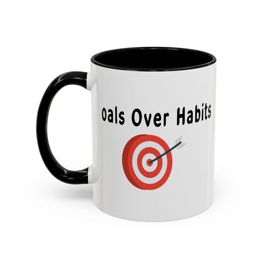 Colorful Whimsical Mugs - Perfect for Coffee Lovers, Gifts for Birthdays, Seasonal Celebrations - Goals Over Habits - Black text