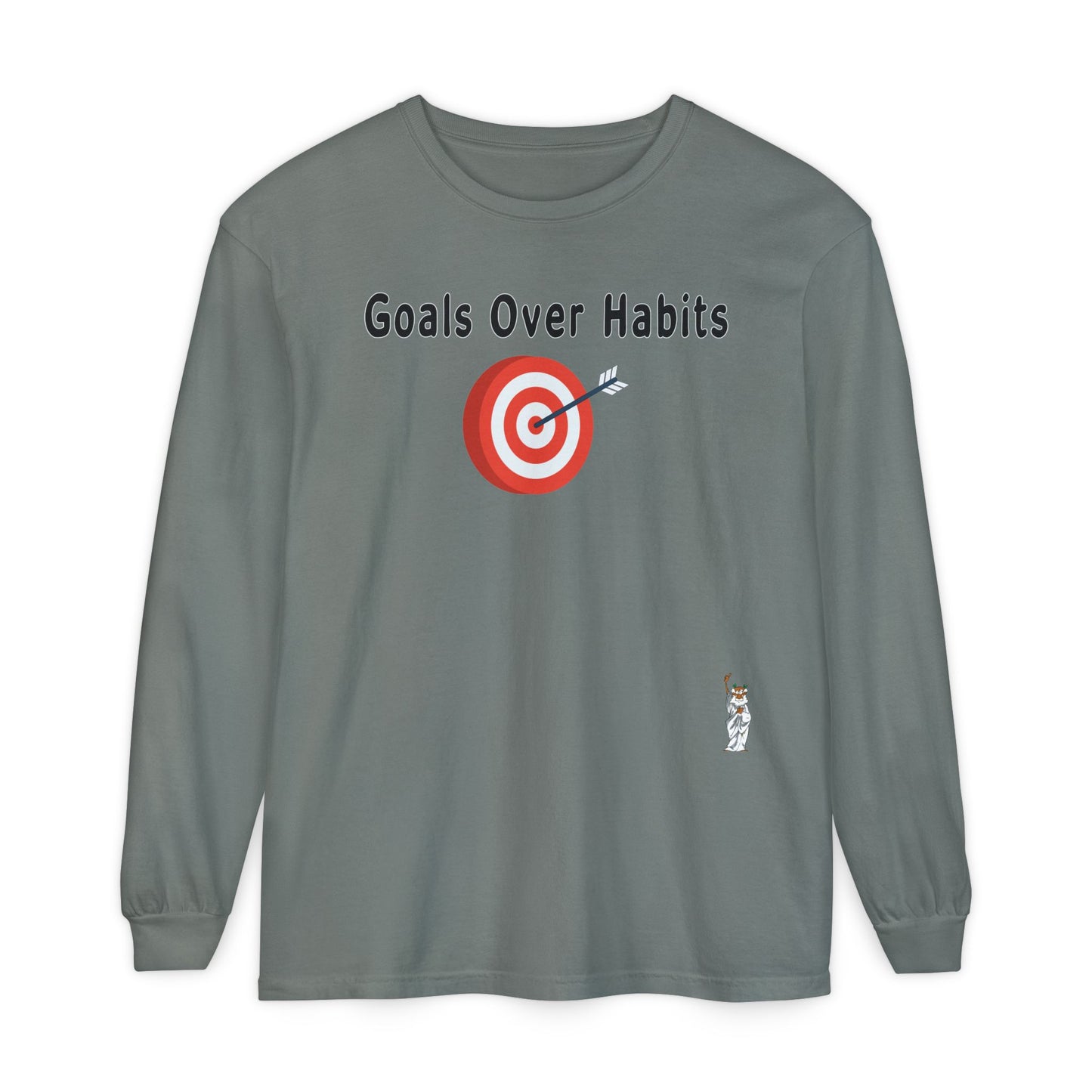 Philosopher Long Sleeve T-Shirt, Comfortable Casual Wear, Gift for Thinkers, Ideal for Birthdays - Goals Over Habits - Black text
