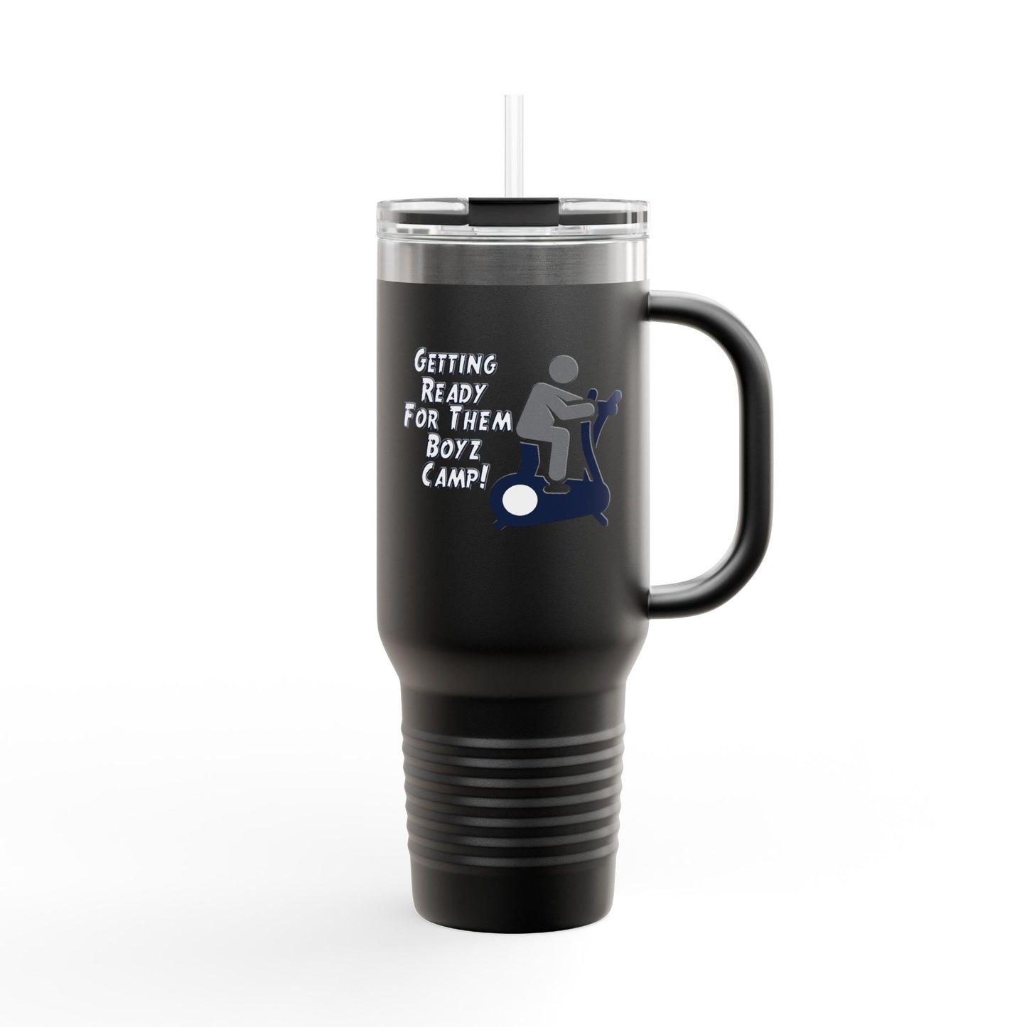 Fun Insulated Travel Mug with Cartoon Character, 40oz Coffee Tumbler, Funny Gift for Teachers, Travel Accessories - Boyz Camp