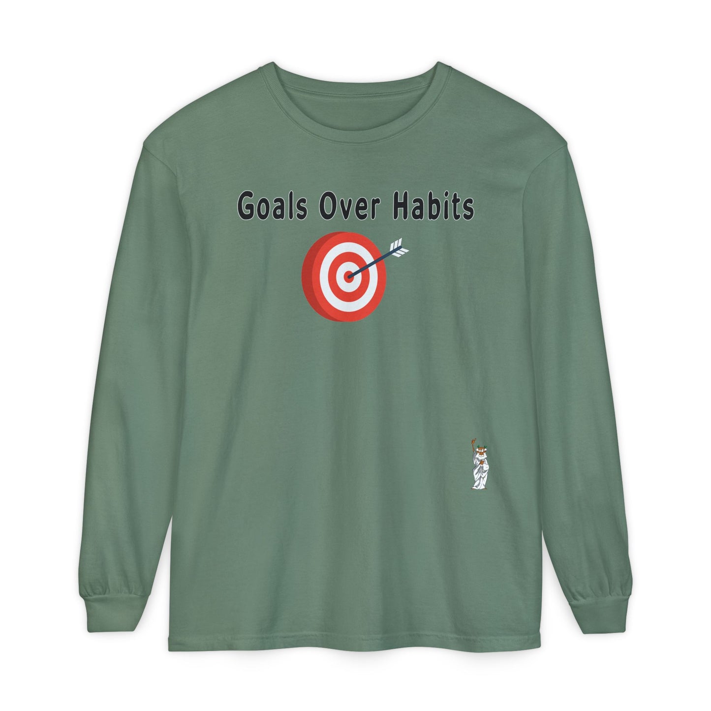 Philosopher Long Sleeve T-Shirt, Comfortable Casual Wear, Gift for Thinkers, Ideal for Birthdays - Goals Over Habits - Black text