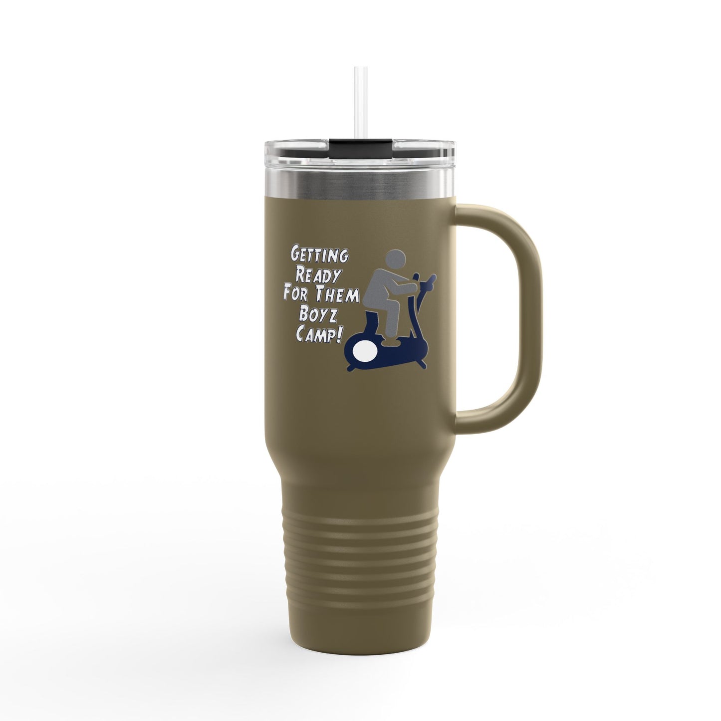 Fun Insulated Travel Mug with Cartoon Character, 40oz Coffee Tumbler, Funny Gift for Teachers, Travel Accessories - Boyz Camp
