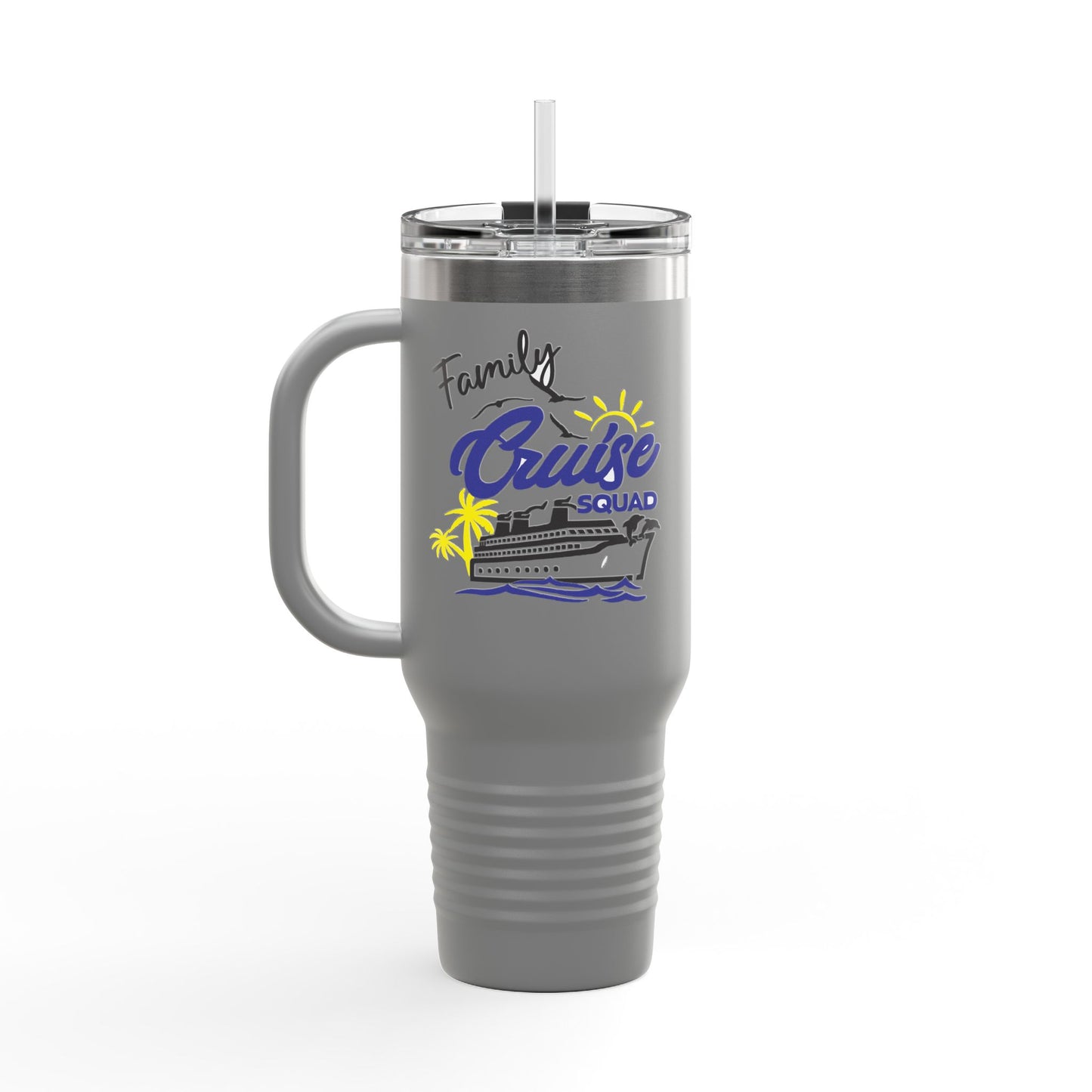 Fun Insulated Travel Mug with Cartoon Character, 40oz Tumbler, Gift for Teachers, Travel Accessories - Family Cruise Squad