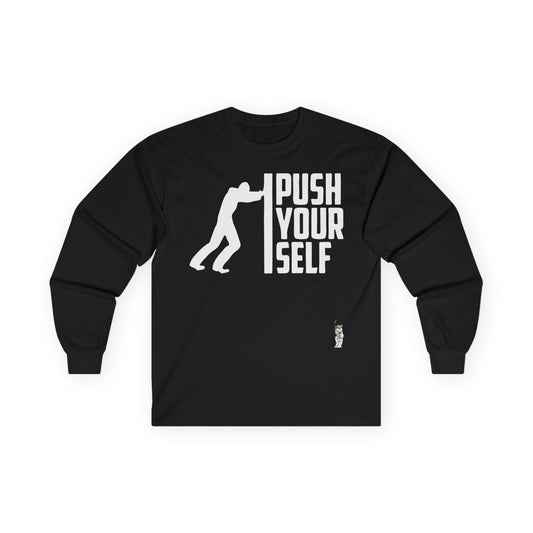 Unisex Ultra Cotton Long Sleeve Tee - Push Yourself - White