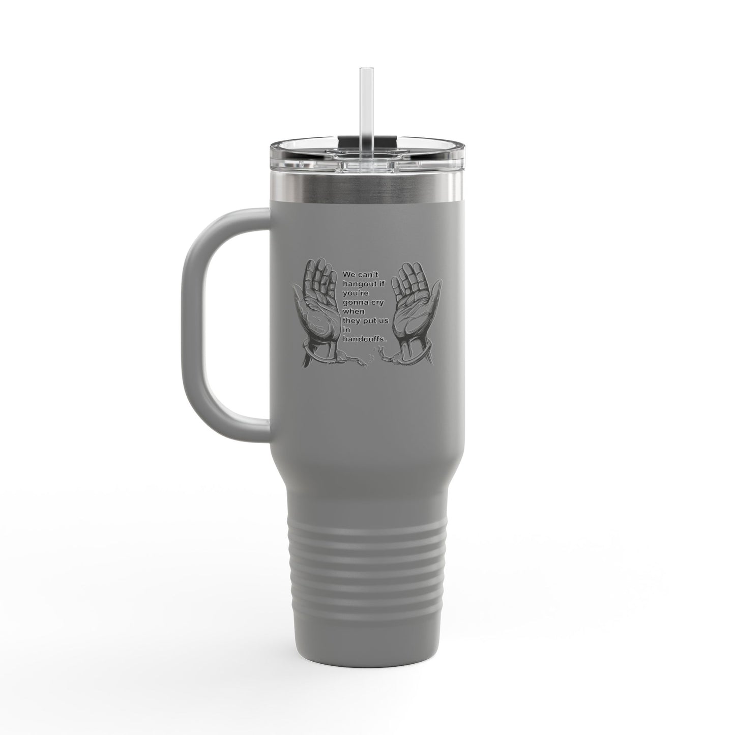 Fun Insulated Travel Mug with Cartoon Character, 40oz Tumbler, Gift for Teachers, Travel Accessories - We cant hangout