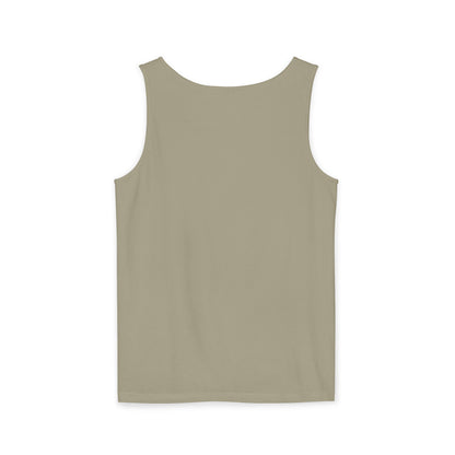 Unisex Garment-Dyed Tank Top featuring a Cheerful Wisdom Figure | Casual Summer Wear, Beach Essentials - Old Man