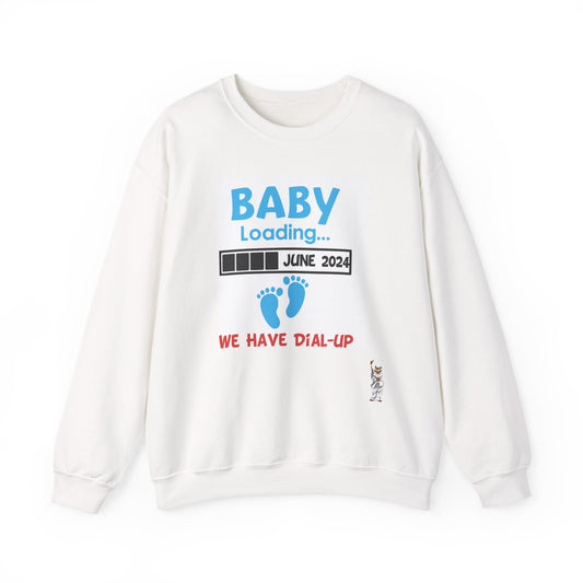 Whimsical Comedy Sweatshirt - Unisex Crewneck,  Everyday Wear, Holiday Apparel, Unique Graphic Sweatshirt - Baby Loading - Dial Up