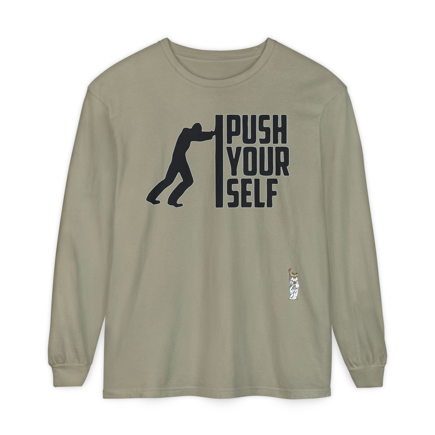 Philosopher Long Sleeve T-Shirt, Comfortable Casual Wear, Gift for Thinkers, Ideal for Birthdays - Push Yourself - Black