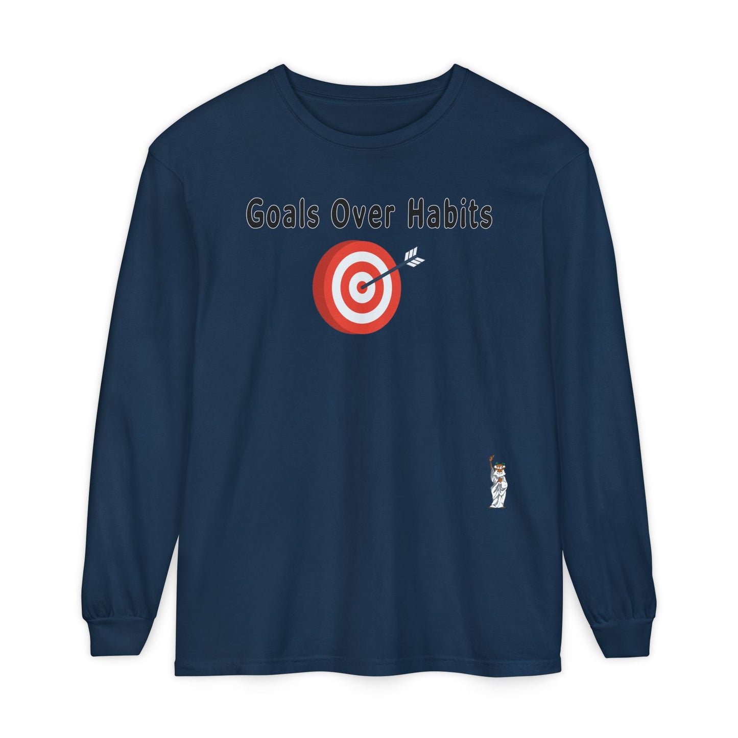Philosopher Long Sleeve T-Shirt, Comfortable Casual Wear, Gift for Thinkers, Ideal for Birthdays - Goals Over Habits - Black text