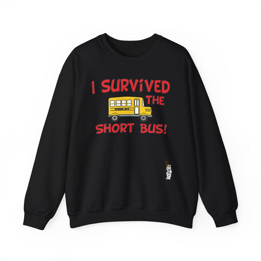 Whimsical Comedy Sweatshirt - Unisex Crewneck,  Everyday Wear, Holiday Apparel, Graphic Sweatshirt - I survived the short bus