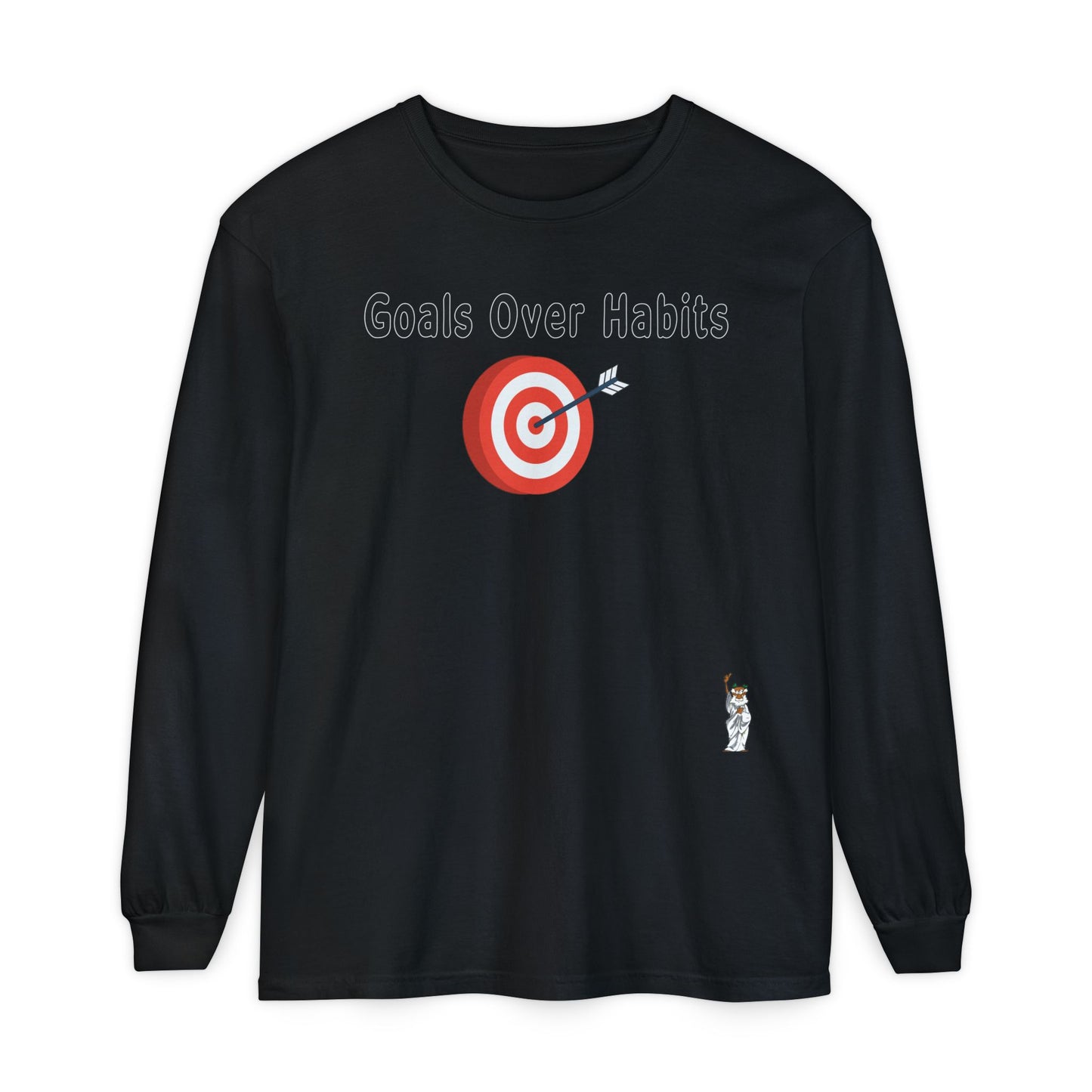 Philosopher Long Sleeve T-Shirt, Comfortable Casual Wear, Gift for Thinkers, Ideal for Birthdays - Goals Over Habits - Black text