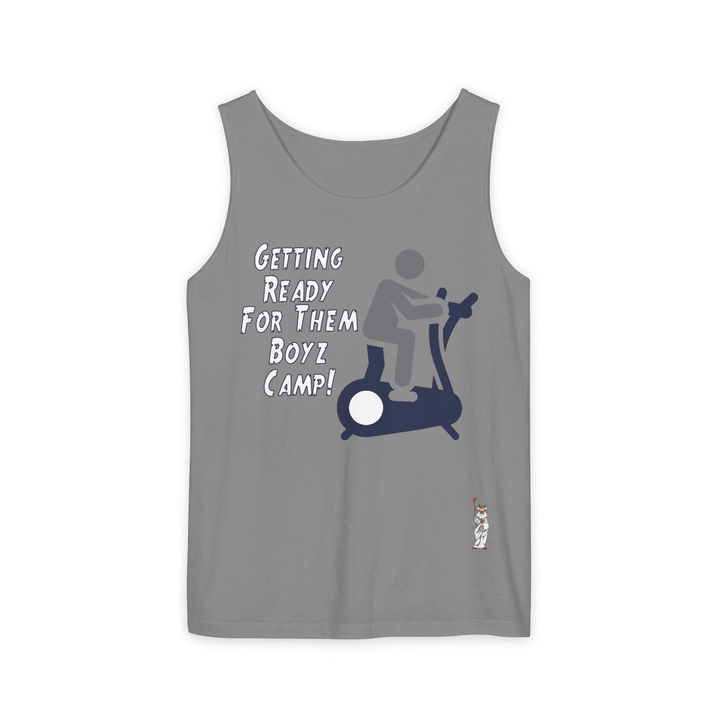 Unisex Garment-Dyed Tank Top featuring a Cheerful Wisdom Figure | Casual Summer Wear, Beach Essentials - Boyz Camp
