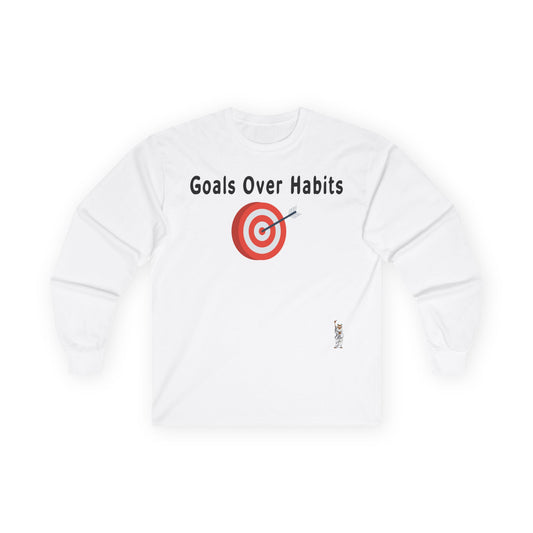Unisex Ultra Cotton Long Sleeve Tee - Goals Over Habits - Black text