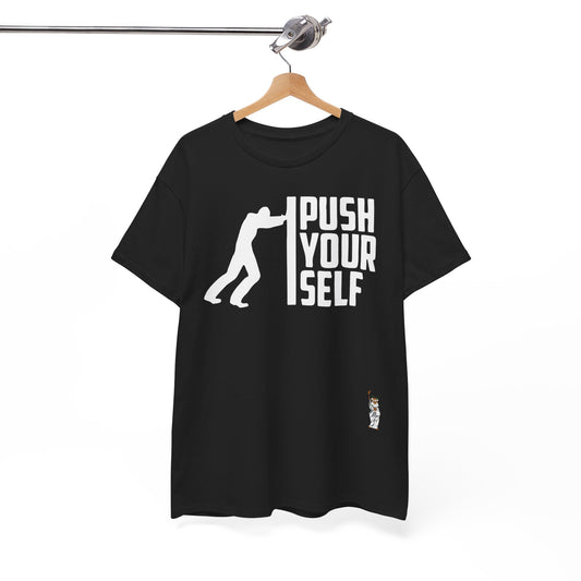 Unisex Heavy Cotton Tee - Push Yourself - White