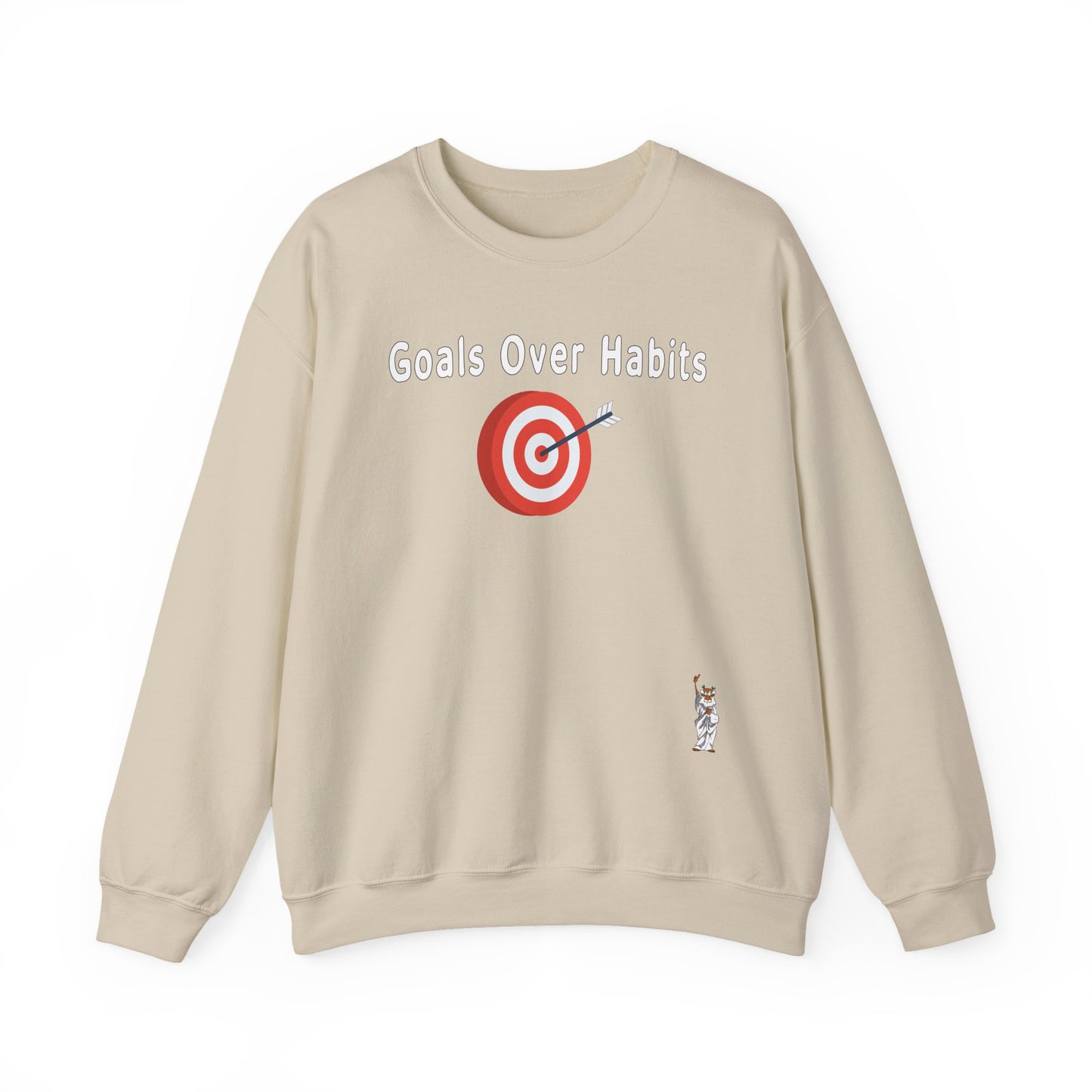 Whimsical Comedy Sweatshirt - Unisex Crewneck,  Everyday Wear, Holiday Apparel, Unique Graphic Sweatshirt - Goals Over Habits - White text