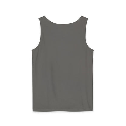 Unisex Garment-Dyed Tank Top featuring a Cheerful Wisdom Figure | Casual Summer Wear, Beach Essentials - Old Man