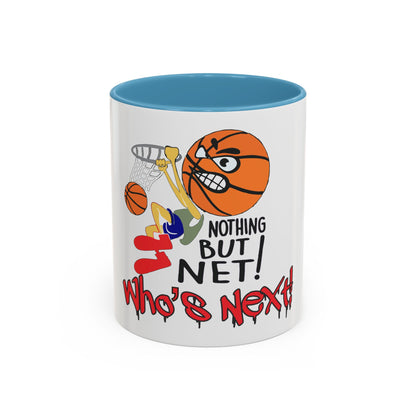 Basketball-Themed Coffee Mug, Nothing But Net Design, Sports Fan Gift, Perfect for Coaches, Players, Game Day